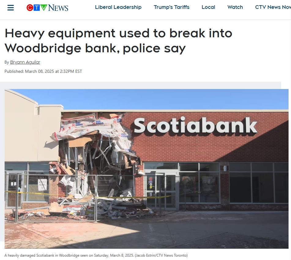 炸裂！多伦多又有银行ATM机被劫匪挖走！半个楼没了！路人看傻- 本地新闻- 加拿大新闻- 约克论坛
